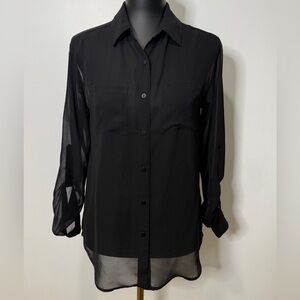 Decree Black Sheer Women’s Button-Down Shirt